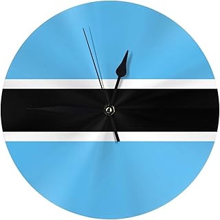 Botswana Flag Silent Electronic Clock，Dual-Use Wall/Tabletop with Tripod Stand for Home Office