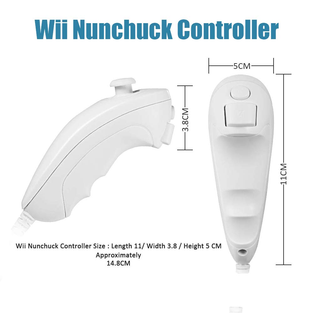 Wii Nunchuck Remote Controller Joypad for Nintendo Wii Wii U Console White Set of 2