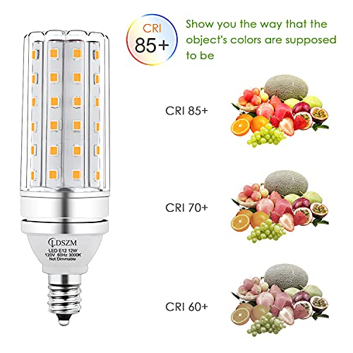 E12 LED Bulbs, 12W LED Candelabra Bulb 100 Watt Equivalent, 1200lm, Decorative Candelabra Base E12 Corn Non-Dimmable LED Chandelier Bulbs, Warm White 3000K LED Lamp, Pack of 3 - Thumbnail 6
