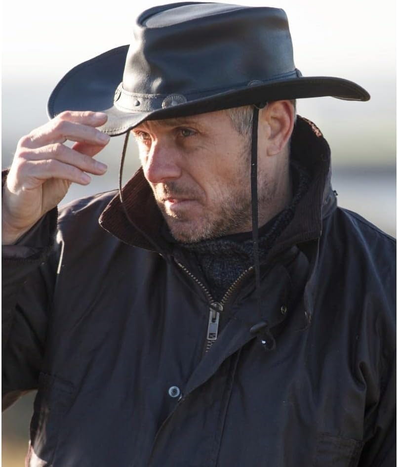 Walker and Hawkes - Leather Cowhide Outback Cowboy Conchos Hat