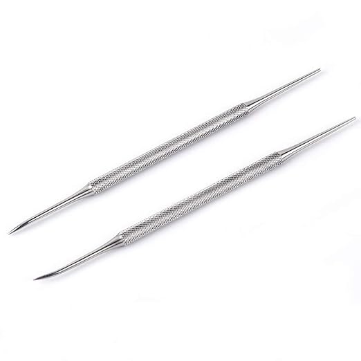 Amazon.com: 2pcs Stainless Steel Nail Groove Dirt Pick Double Head ...