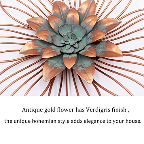 Funerom Metal Floral Wall Decoration Flower Wall Decor(Copper 11.75X1.2X11.75 Inches) #TOP4