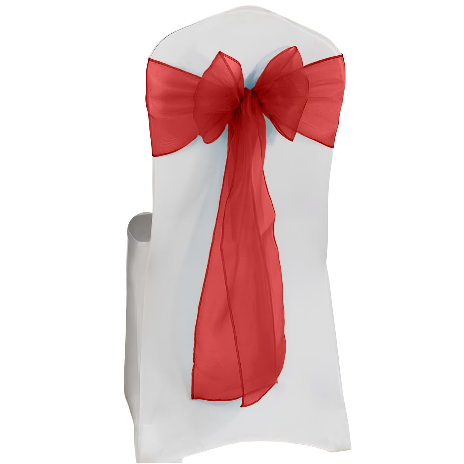 Elegant Event Essentials β Set of 1 - Organza Chair Tie Sashes - Wider Fuller Cover for Wedding Decorations, Birthday, Banquets & Party Events - Chair Cover Sheer Bows, Ribbon - Burgundy
