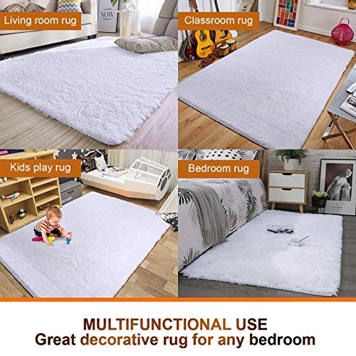 Image of Imra Carpet for Home Bedside Runner Handwoven Fluffy Shag Collection with 2 inch Thickness 2 X 6 Feet (60X180 cm) Color White