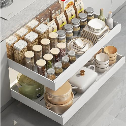 Telescopic Kitchen Storage Organizer Adhesive PullOut Cabinet Drawer Sliding Shelf for Easy Access No Drilling or Screwing Required SpaceSaving Solution 44 cm