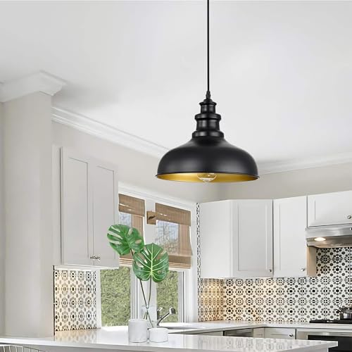 Bestshared Farmhouse Pendant Lights, Ceiling Industrial Hanging Pendant Lighting Fixture, Barn Pendant Hanging Lights for Kitchen Island Dining Room Restaurant Hallway Patio (Black, 1 Pack) - Image 8