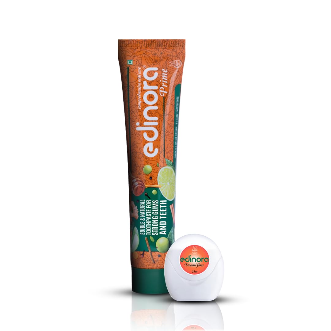 Edinora Prime 45g Ayurvedic Toothpaste without SLS Parabens | Edinora Dental Floss | Combo Pack (B0CYM1Q5S4) Amazon Price History, Amazon Price Tracker