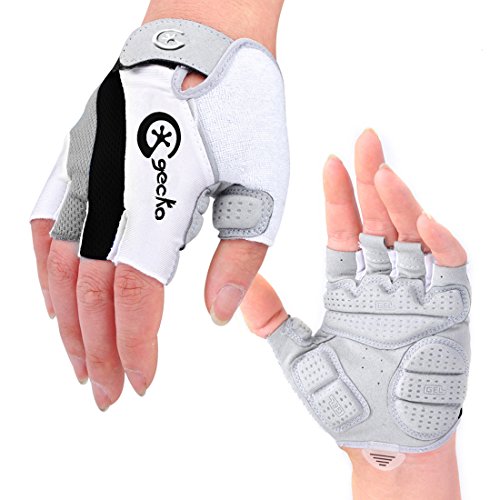 Cgecko Special Wicking Shockproof Mountain Reflex Gel Bike Half Finger Glove Tri-Color Optional Outdoor Sports Gloves Cycling Short Glove (Black, M)