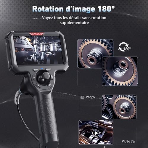 Ralcam Caméra Endoscopique avec Lumière, Endoscope 360°, Écran 5" HD, 1280×720, IP67, Caméra Inspection Canalisation Voiture (6,2 mm Sonde/ 1,5M Semi-Rigide) – vue 5