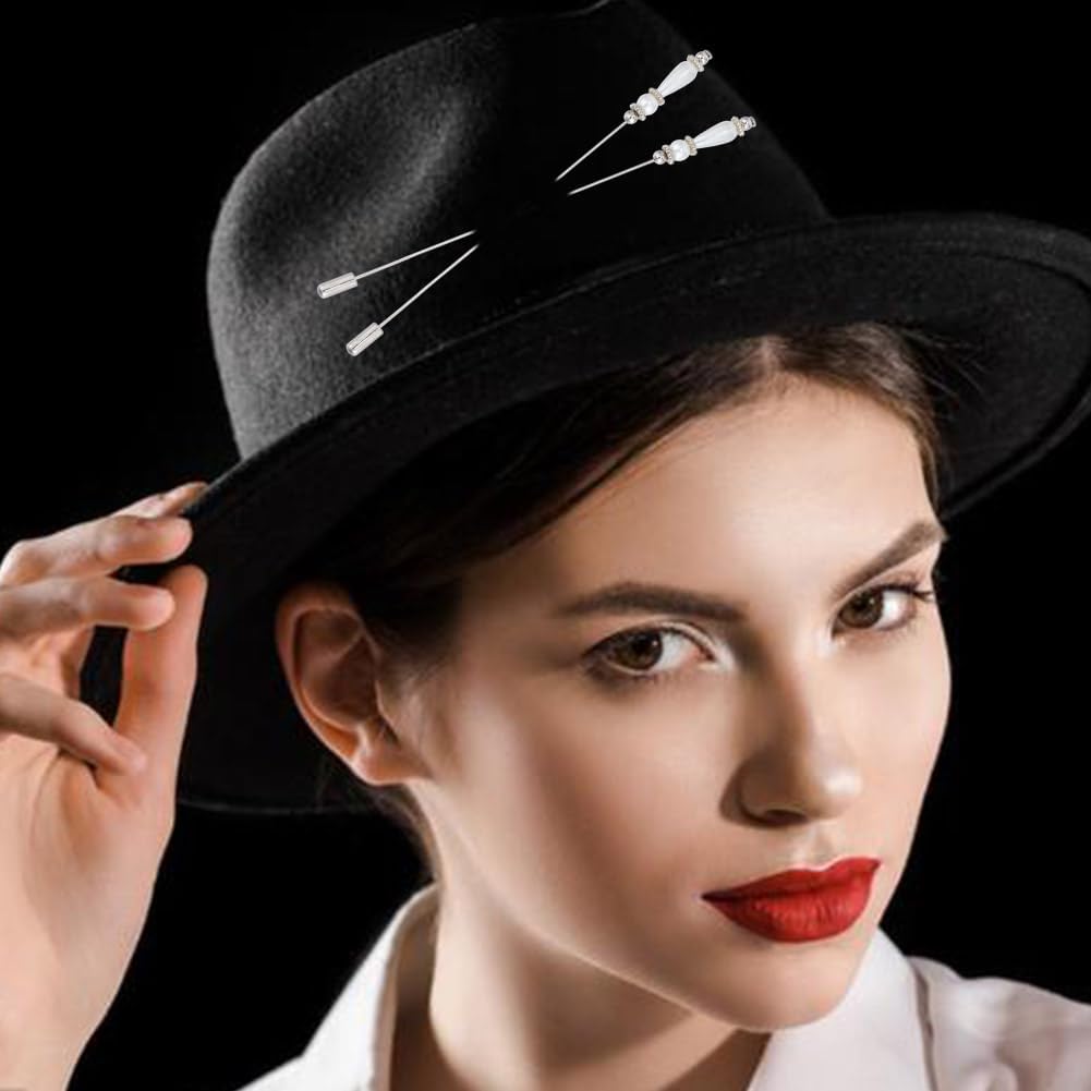 8PCS Hat Vintage Safety Pins Stick Lapel Pin Brass Long Handle Pin Accessories for Tie Scarf Badge Hats Suits Brooches Decorative Jewelry Making DIY Crafts