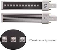 Vista 2 de BLUERISE Lámpara de uñas de gel de 9 W, luz LED UV, 4 piezas de 365 + 405 nm, bombilla de lámpara de doble fuente de luz, 10000 horas, tubo