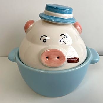 Amazon.co.jp: 昭和レトロ 焼イモ鍋 ブタ カポネ 陶器 鍋 箱付き