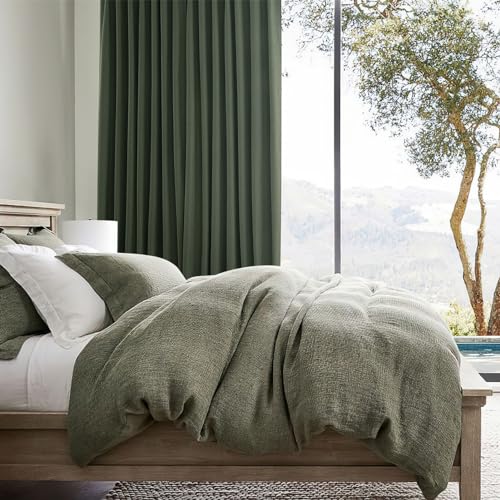 QJmydeco Dark Green Curtains 84 Inches Long, Blackout Spring Curtains for Living Room Cooling Heat Reflective Linen Look Vintage Drapes for Bedroom Back Tab Pleated (Olive,2Panels W50 xL84) by QJmydeco - Image 7