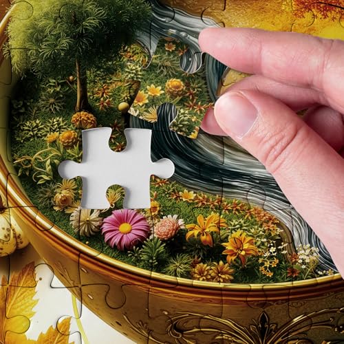 Seasons of Cup Puzzles for Adults 1000 Pieces Nature, Beautiful Landscape Plant Flower Garden Art Jigsaw Puzzles, Fall Tree Challenging Puzzle miniatura 3