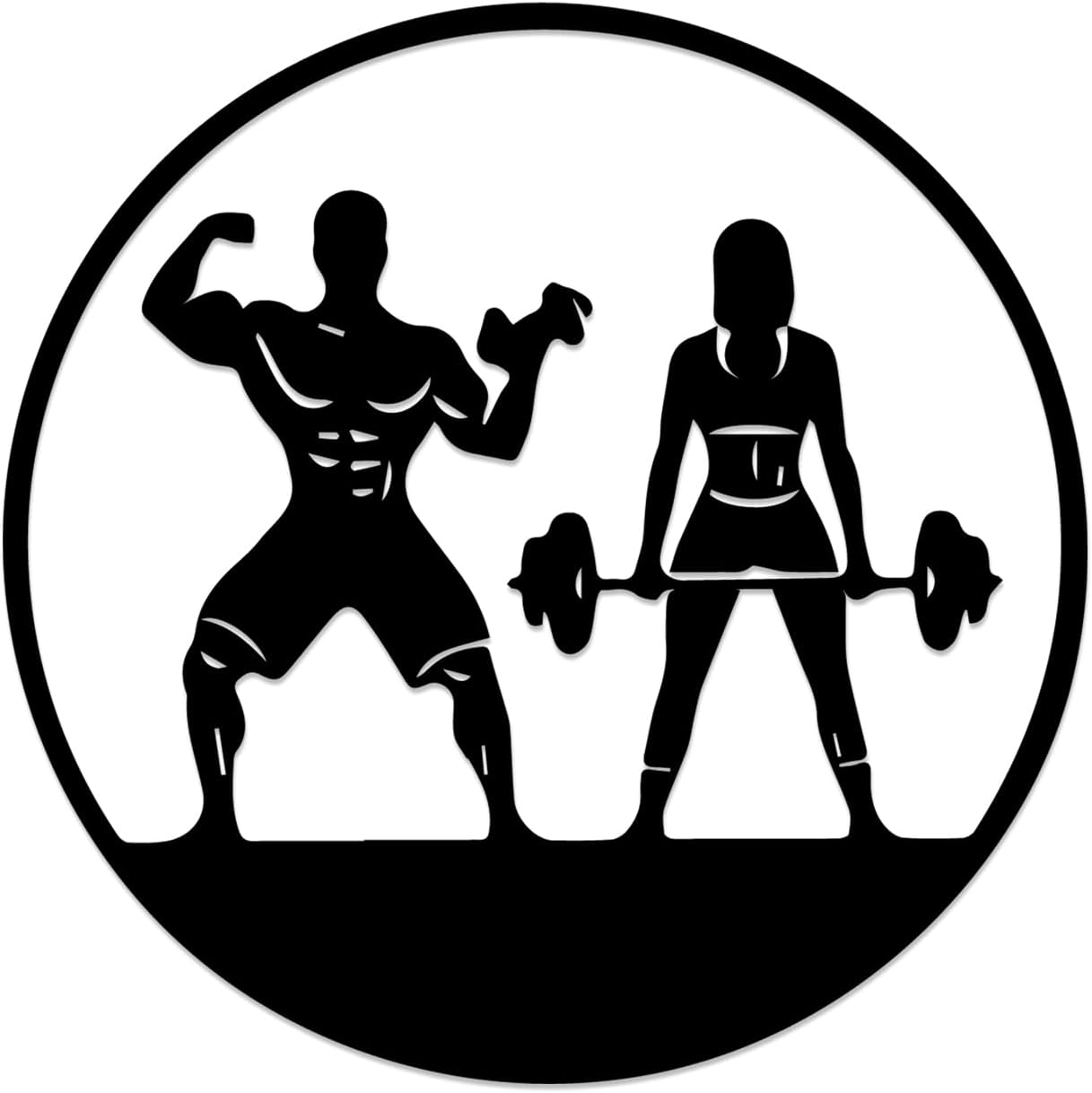 Fitness Couple Workout Metal Wall Art WallArt Decor Metal Outdoor Decor Metal Signs Modern Minimalist Aesthetic Artwork Trendy Wall Decoration For Living Room Office 12in
