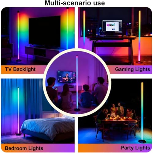 Image of Ledagic Led Corner Floor Lamp USB Powered with App & Remote Control, IC+RGBW Color Changing Led Lamp Music Sync, Timer Setting, Standing Lamps for Living Room Lamp Bedroom Gaming Room, 1 Pack