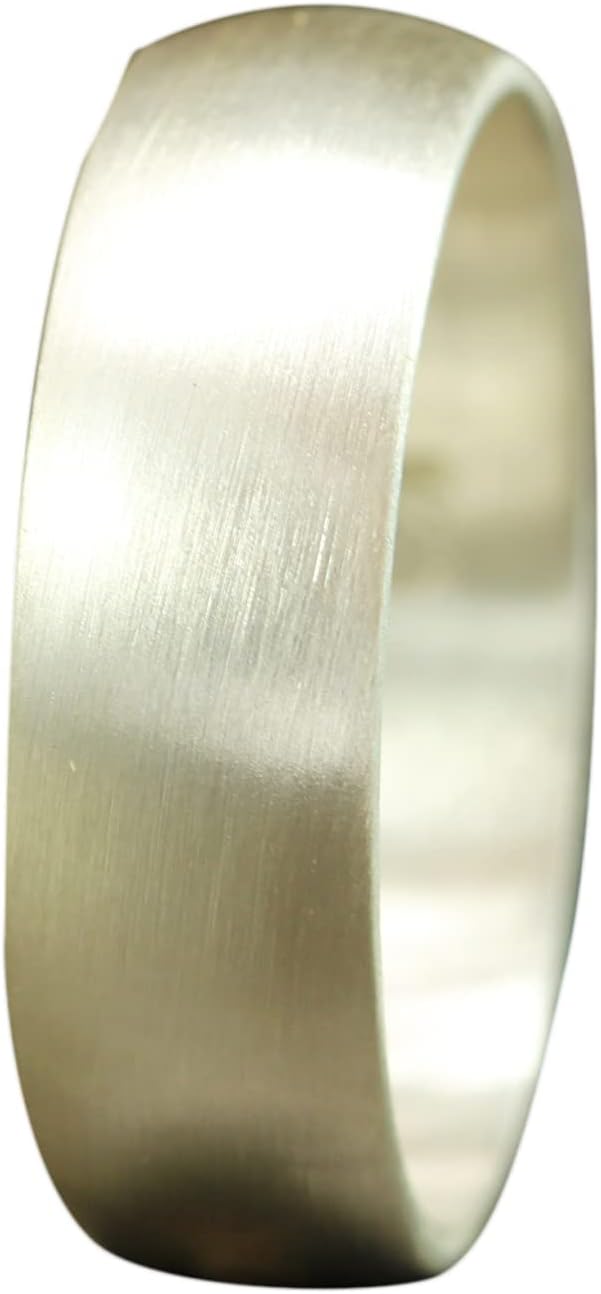 Caprixus 6mm Wedding Band 925 Sterling Silver Satin Finish Matte Half Round Domed Mens Women Unisex Thick Durable Handmade Ring - Custom Engraving