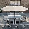Kingdura 15ft Large Patio Umbrella with Solar Lights, Double-Sided Rectangle Lighted Outdoor Table Umbrella with Base Included, 12 Reinforced Ribs, 48 Led Lights, Crank Lift for Market Pool Deck Backyard, Beige