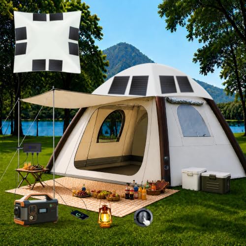 Automatic Inflatable Tent with Air Pump, Family Tents for Camping, Windproof Waterproof 3 Person Tent, Easy Set Up in 2-3 Min, Camping Essentials for Backyard Outdoo (Brown Air Column)