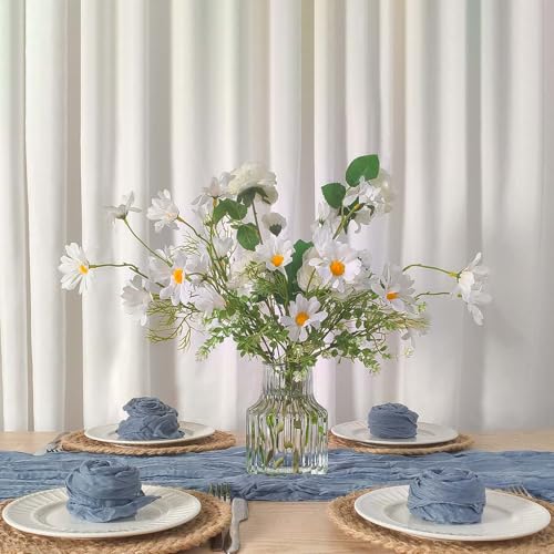 FuSenYuan Dusty Blue Cheesecloth Table Runner 12 Ft and 10 Napkins, Rustic Gauze Sheer Table Runner for Farmhouse Boho Wedding Bridal Baby Shower Birthday by FuSenYuan - Used condition - Image 5