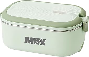 MISK Electric Heating Lunch Box, 1200 ML Capacity, Portable Stainless Steel Food Warmer for Office, Work, Travel use| Radiation Free | Plug and Heat | hot Meal Tiffin Box, 1 Year Warranty