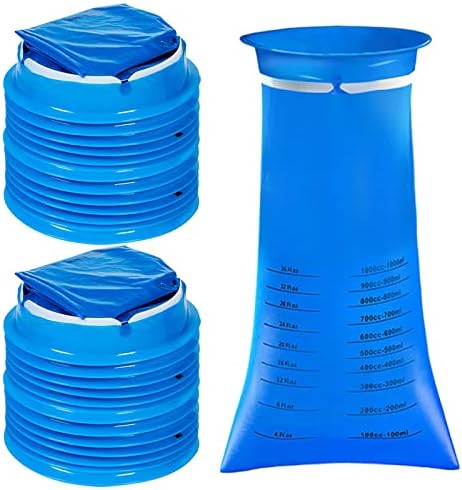 ZCOINS 25 Pieces Sick Bags Car Sickness Bag Disposable Vomit Bags Nausea Bags for Travel Motion Sickness Barf Bags with Mouthpiece, Blue 1000ml