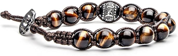 TAMASHI BHS1100-214 Unisex Prayer Wheel Bracelet with Tiger's Eye Stones, Silver, Tiger's Eye