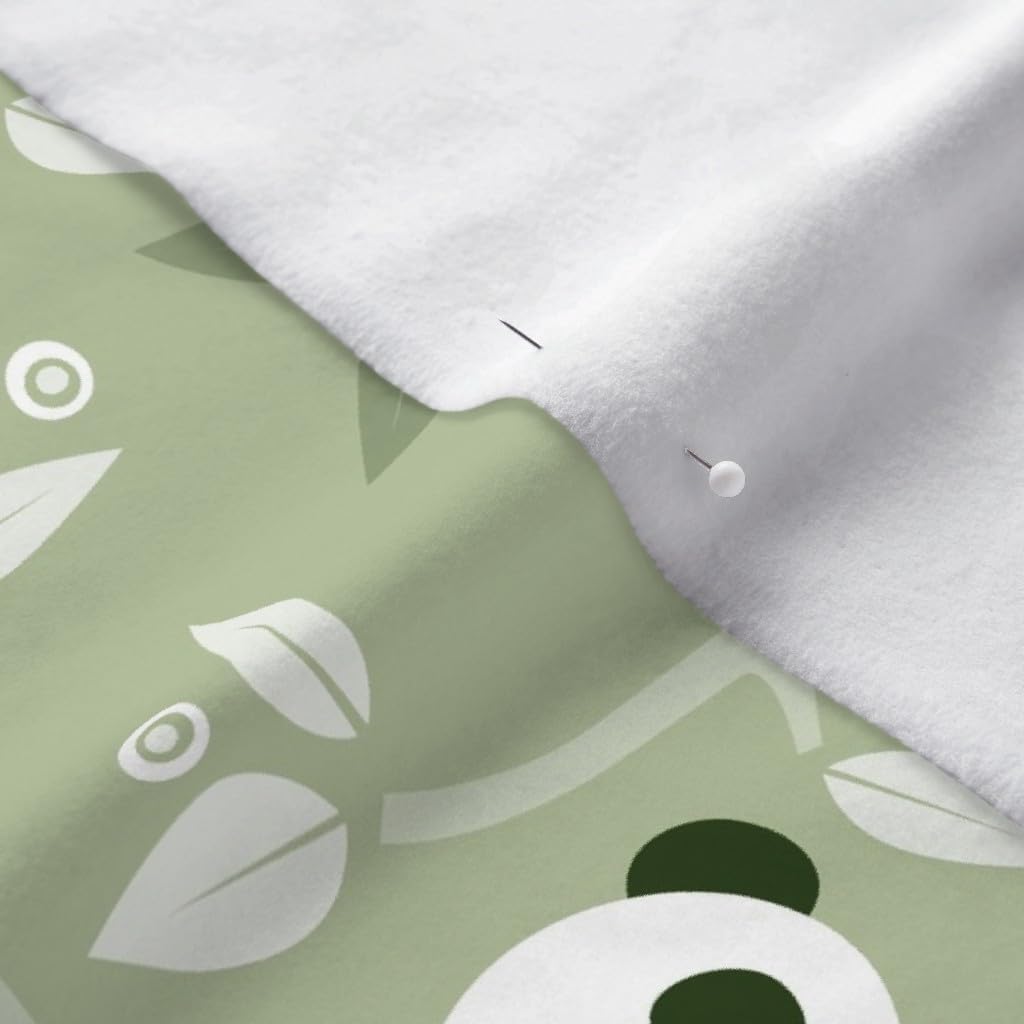 Spoonflower Fabric - Panda Forest Kids Animals Bear Army Green Monochrome Jungle China Printed on Polartec(R) Fleece Fabric by The Yard - Sewing Blankets Loungewear and No-Sew Projects