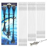 Realure 60 Stücke Stahlvorfach Hecht Angeln Set mit Wirbel & Snaps, 3 größen Edelstahl Fischen Angelzubehör Raubfisch, Vorfach Angeln Vorfächer zum Spinnangeln für Salzwasser Süßwasser (Schwarz)