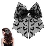 FloralGrace Übergroße Schwarze Haarschleife mit Spinnennetz Muster Haarspange für Mädchen Damen Halloween