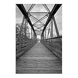 CUDAOO Panorama Bilder auf Leinwand Brücke Die Architektur Leinwandbild Alte Eisenbrücke Schlafzimmer Küche Deko Wandbilder Dekoration Wohnzimmer(Grau)-70x100cm Ungerahmt