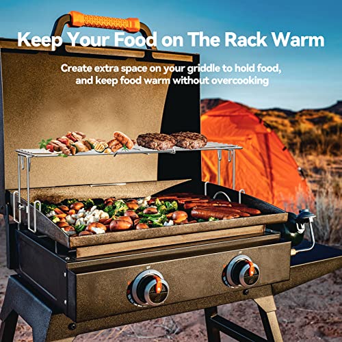 Skyflame Adjustable Griddle Warming Rack For 17" 22" 28" 36" Griddles, Universal Stainless Steel Cooking Grate Bbq Accessories Compatible With Blackstone/Pit Boss/Camp Chef #TOP6