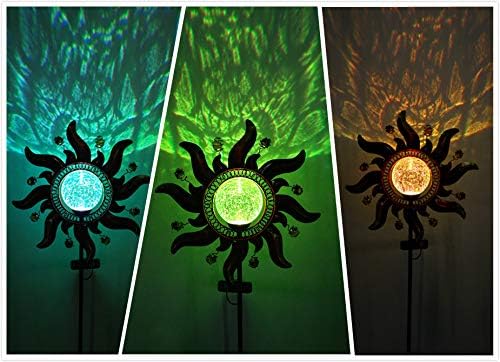Solar Powered Glass Crackle Stake Color Changing Light with New Shining Sun