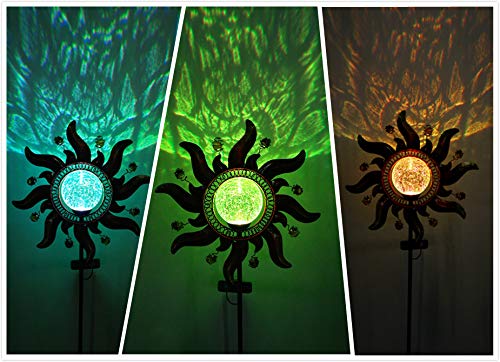 Solar Powered Glass Crackle Stake Color Changing Light with New Shining Sun - Thumbnail 5