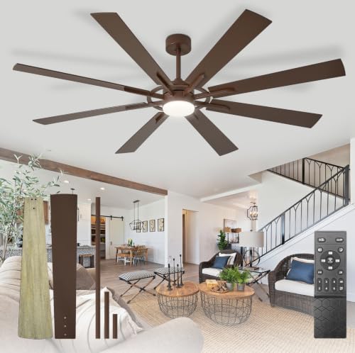 Image of Depuley 72-Inch Ceiling Fan with Light: Modern 8-Blade Brown Indoor Outdoor Fans with Remote Control Dimmable Light - Ultra Quiet DC Motor Reversible 6 Speed Timer