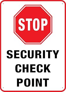 Stop Security Check Point Sign 12x8 Grade Reflective Aluminum Anti-Fade Ink Printed Pre-Drilled Holes Easy to Mount for House Business Airport Office Security Decor