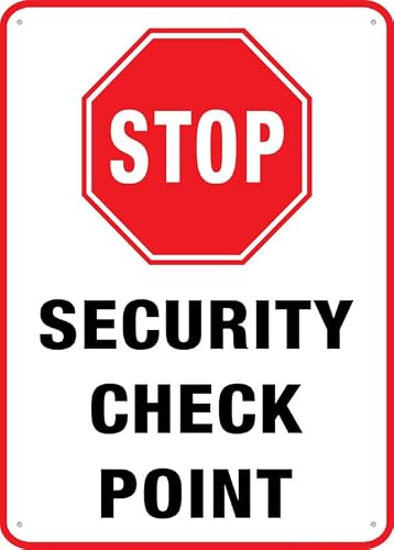 Stop Security Check Point Sign 8X12Inch Aluminum Metal Signs For Business, Workplace, Office, Home, Delivery Signs, Road Signs, Garden Signs