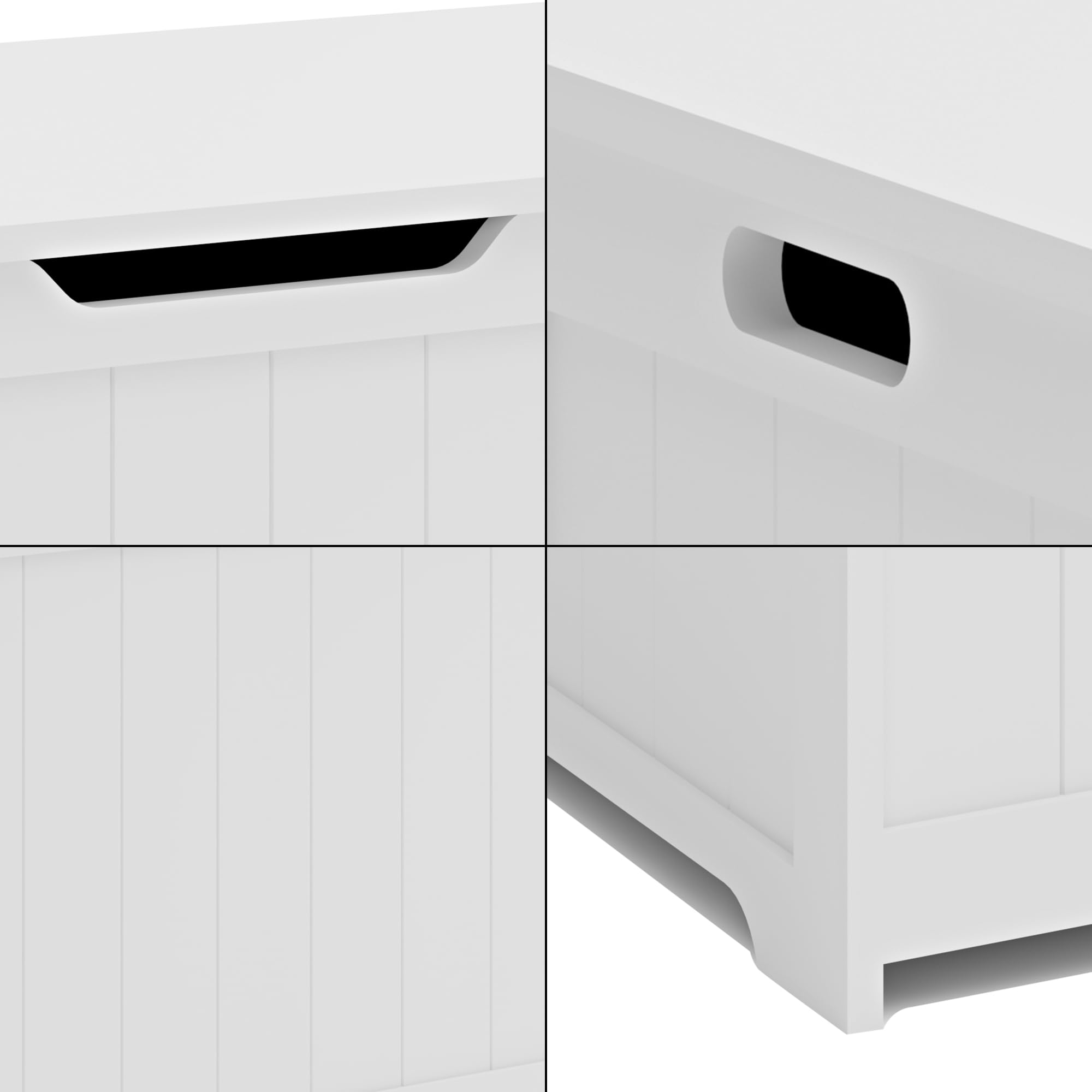 [en.casa] Baúl para Juguetes Podek Juguetero con Tapa de Cierre Suave Organizador de Juegos Cuarto para Niños Pasillo Sala máx. 70 kg 80 x 40 x 44,5 cm - Blanco