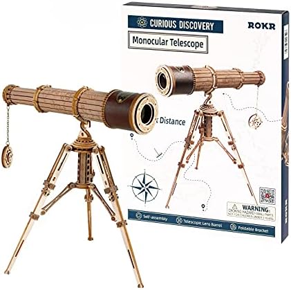 ROKR Wooden Models to Build Monocular Telescope 3D Wooden Puzzle DIY Science Model Kits for Adults Teens Birthday Gifts