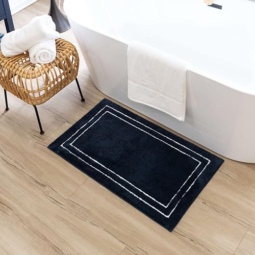 Mohawk Home Corona Casual Geometric Navy Blue 1' 5" X 2' Machine Washable Bath Mat Perfect for Bathroom by Mohawk Home - Used condition - Image 2