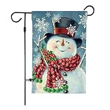 Christmas Garden Flag,Snowman Merry Xmas Stocking Stuffers,Double Sided Burlap Decorative House Flag