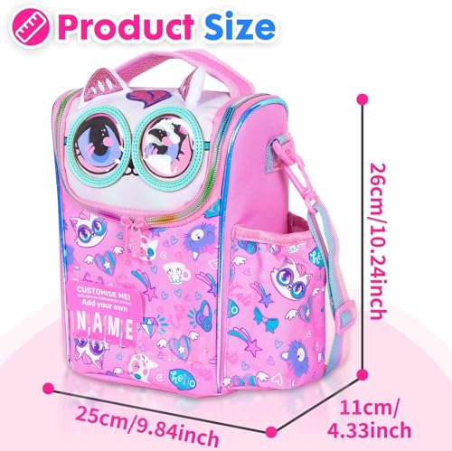Image of Lunch Bag for Kids, Lunch Bag for Office Men, Women and Kids, Canvas Tiffin Bags for School, Picnic, Work, Carry Bag for Lunch Box and Water Bottle (Cat Vertical)