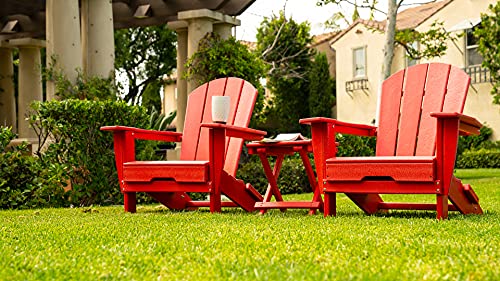 Resin Teak Folding Adirondack Chair, Premium All Weather Outdoor Patio Furniture, 21 Inch Wide Seat, Up To 350 Lbs, Foldable Outdoor Patio Chairs, New Heritage Collection (Red) #TOP6