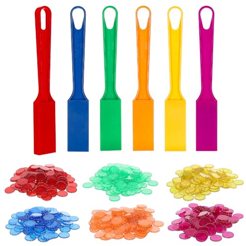 POPULAR PLAYTHINGS Magnetic Bingo Wands with 600 Metal Chips - 6 Colorful Wands Set for Classroom Games, Educational Activities, and Family Bingo Night