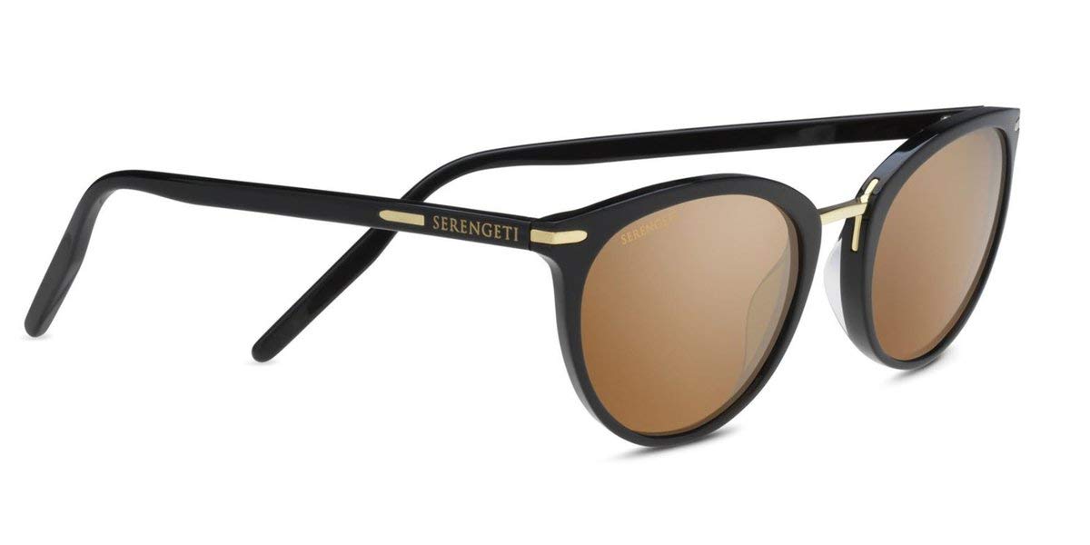 serengeti Elyna Shiny Black/Mineral Polarized Drivers® Gold Medium/Large Occhiali da sole Unisex-adulti
