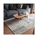 Tapis de Salon à Rayures Blanches Noires, Tapis de Sol Antidérapant Lavable de 6 mm D'épaisseur, pour Tapis de Cuisine de Salle de Lavage de Chambre à Coucher(Size:120x160cm,Color:CX-01)