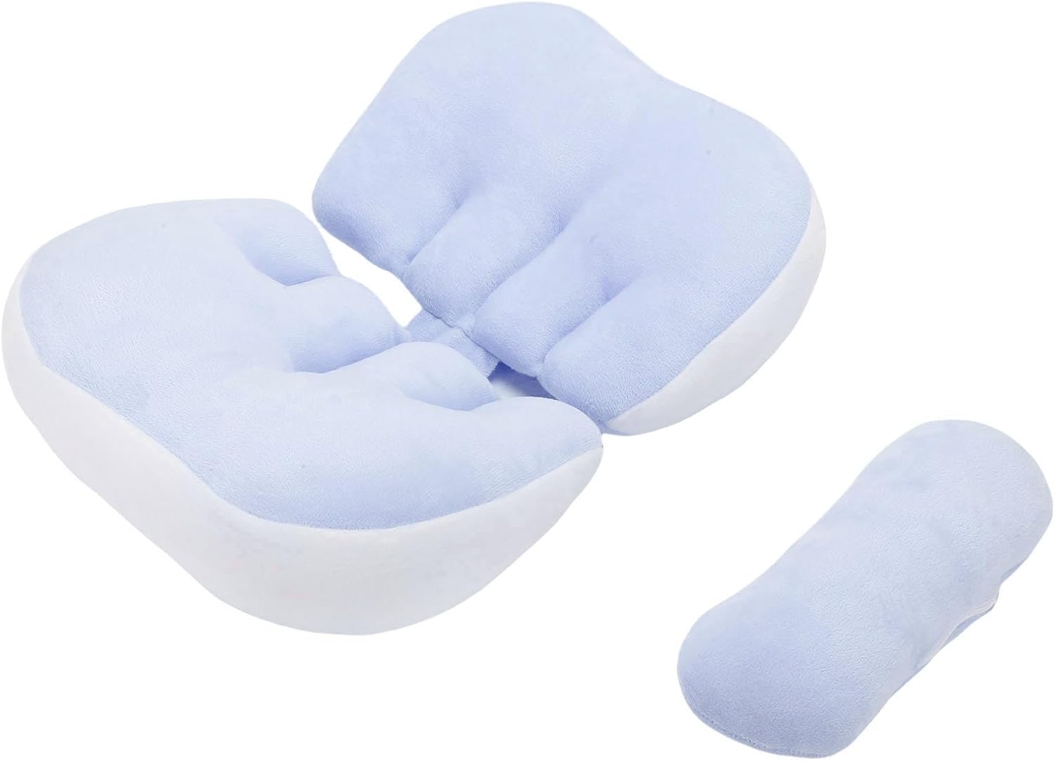 aqxreight W Shaped Cotton Adjustable Belly Support Maternity Pillow for Side Sleepers (Blue)