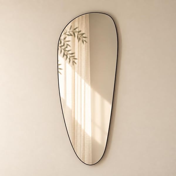 Indore Home – Lustro Dean – Organiczny kształt – asymetryczne – lustro ścienne – 120 cm – czarne