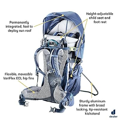 Deuter Kid Comfort Pro Child Carrier Backpack for Travel & Hiking with Toddlers - Midnight