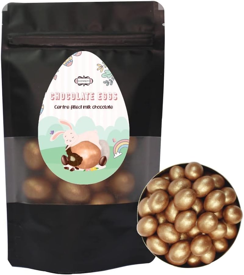 Confect Chocolate Eggs Milk Chocolate with crisp sugar Shell Candy, Easter, Resealable bag - Copper 52 Pcs